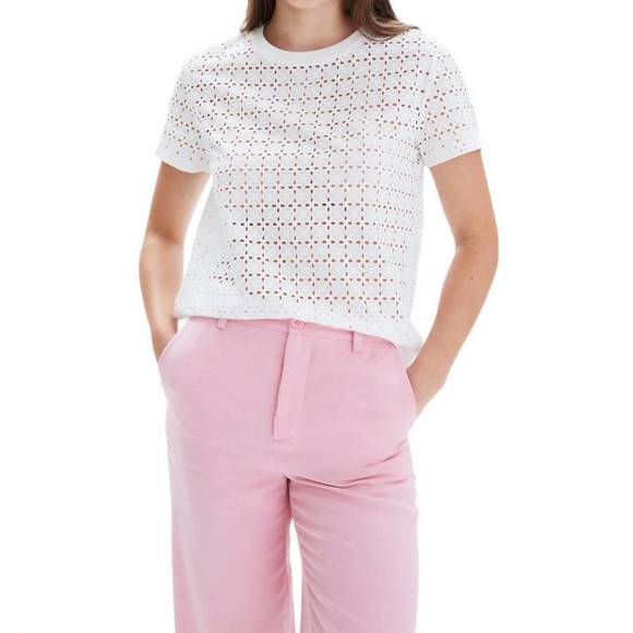 NEW CHRLDR eyelet wide tee in white - Picture 1 of 3